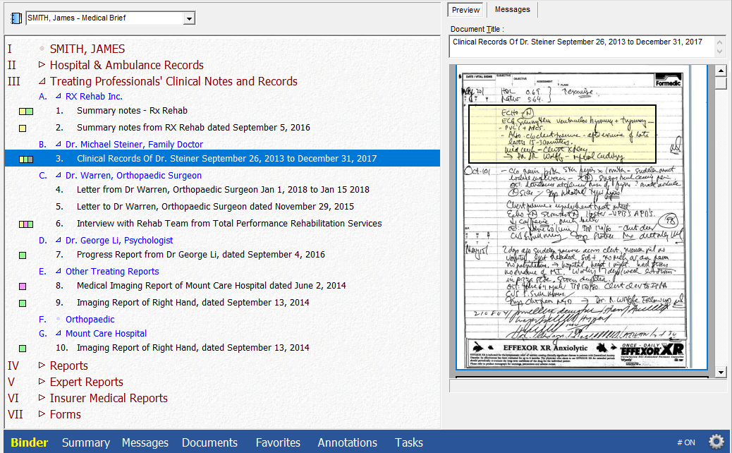 Binder Index - Medical Brief