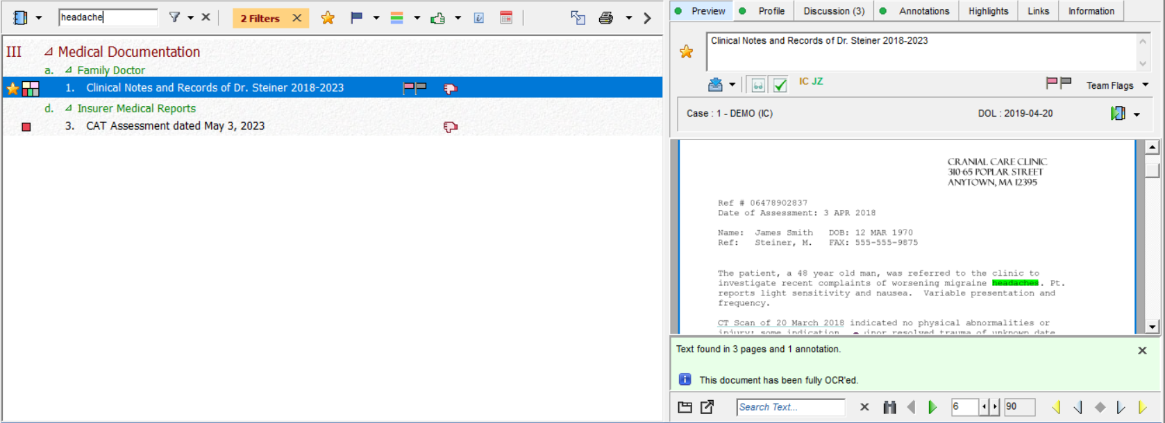 Binder Search and Filter - Headache + Adverse