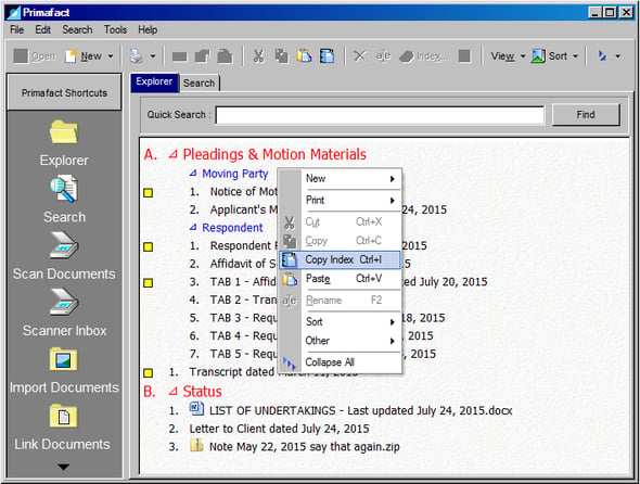 Copy Binder Index